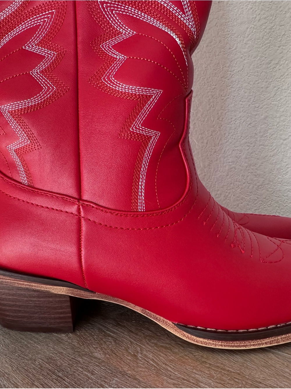 Red Western ISNOM Knee High Cowboy Boots - Size 7 women - Picture 3 of 4